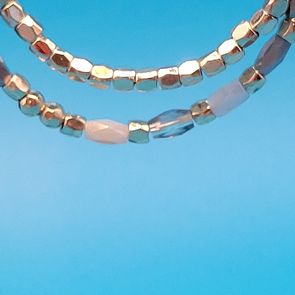Vintage Hoop Earrings with Gold and Silver Beads.  Very Boho.  Lightweight. - Picture 4 of 6